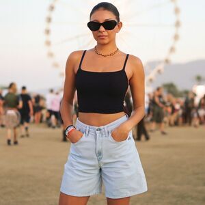 Chic Ultra High Rise Denim Shorts Womens Sz M 30" Waist Festival VTG Faded USA